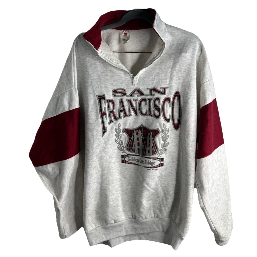 Vintage San Francisco 49ers Men XL Lee Sport 1/4 Zip Pullover Sweater Jacket 90s